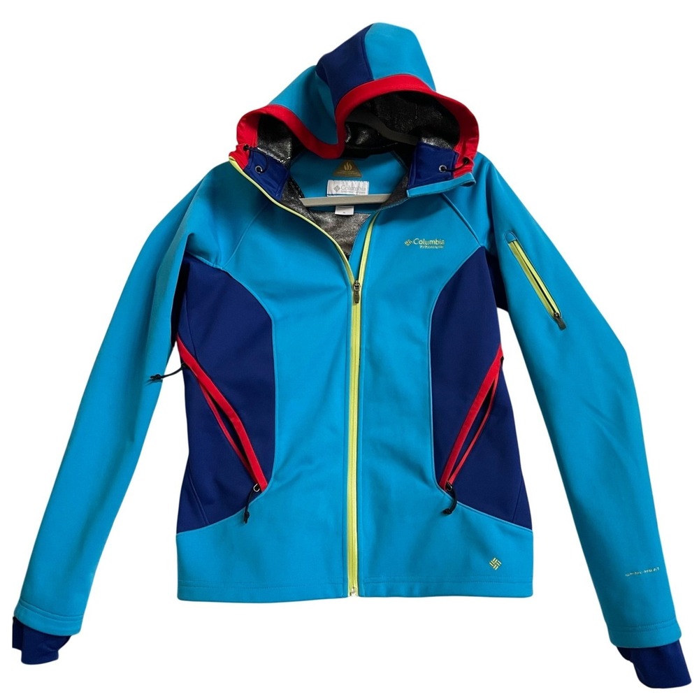 Columbia Omni-Heat Colorblock Softshell Jacket M Ski Snowboarding Bold Retro